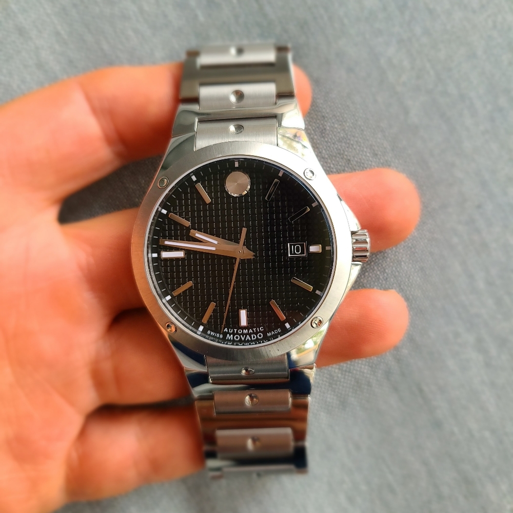 Movado SE Automatic Black Textured Dial Stainless Steel Watch, 41mm - 0607551